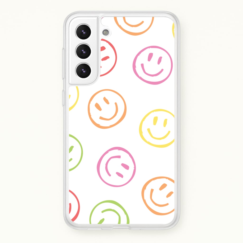 Colourful Sketched Smileys Pattern  - Summer Phone Case for Galaxy S22 Plus