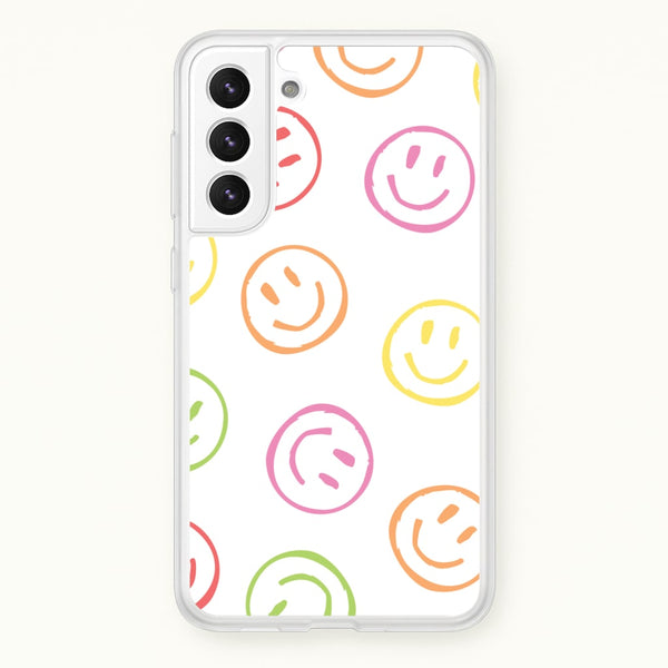 Colourful Sketched Smileys Pattern  - Summer Phone Case for Galaxy S22 Plus