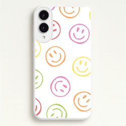 Colourful Sketched Smileys Pattern  - Summer Phone Case for Galaxy S25 Edge