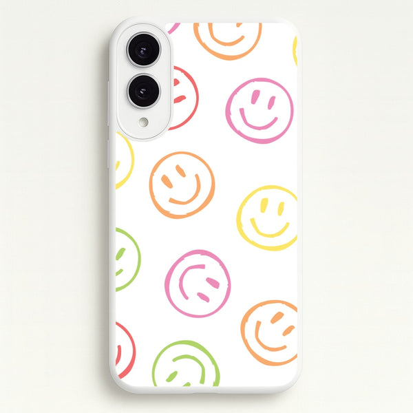 Colourful Sketched Smileys Pattern  - Summer Phone Case for Galaxy S25 Edge