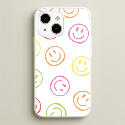 Colourful Sketched Smileys Pattern  - Summer Phone Case for iPhone 14 Plus