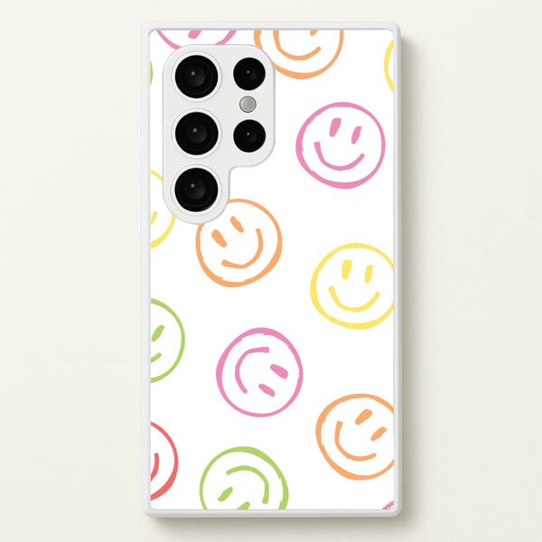 Colourful Sketched Smileys Pattern  - Summer Phone Case for Galaxy S24 Ultra