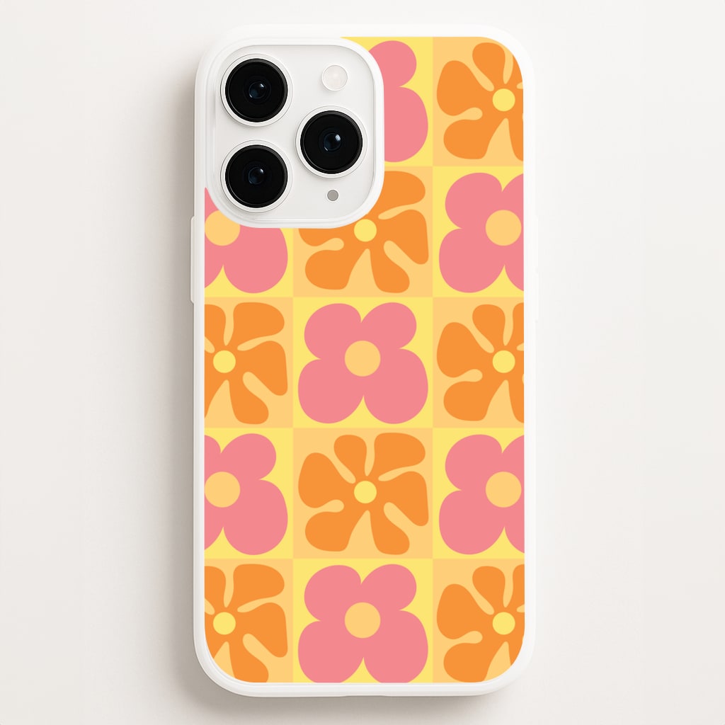 Summer Flowers Checkered Pattern Phone Case