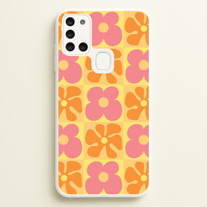 Summer Flowers Checkered Pattern  - Summer Phone Case for Galaxy A21s