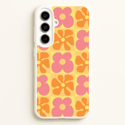 Summer Flowers Checkered Pattern  - Summer Phone Case for Galaxy A56