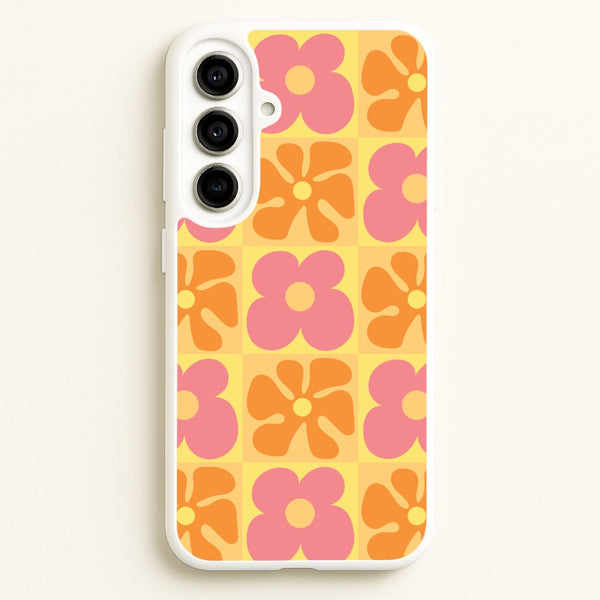 Summer Flowers Checkered Pattern  - Summer Phone Case for Galaxy A56