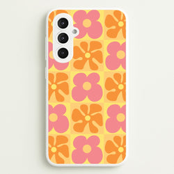 Summer Flowers Checkered Pattern  - Summer Phone Case for Galaxy S23FE