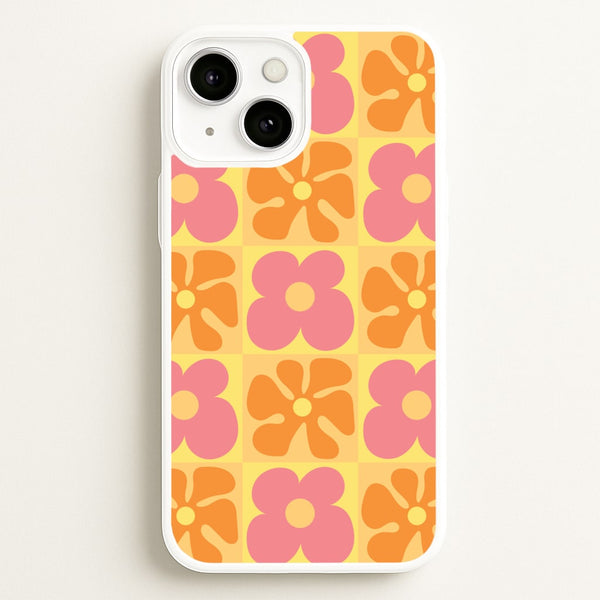 Summer Flowers Checkered Pattern  - Summer Phone Case for iPhone 13 Mini
