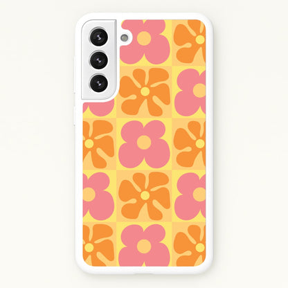 Summer Flowers Checkered Pattern  - Summer Phone Case for Galaxy S21