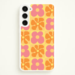 Summer Flowers Checkered Pattern  - Summer Phone Case for Galaxy S23