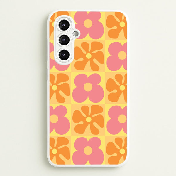 Summer Flowers Checkered Pattern  - Summer Phone Case for Galaxy A14