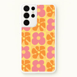 Summer Flowers Checkered Pattern  - Summer Phone Case for Galaxy S21 Ultra