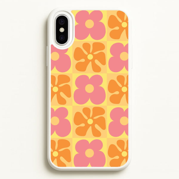 Summer Flowers Checkered Pattern  - Summer Phone Case for iPhone XS Max