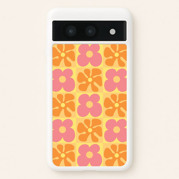 Summer Flowers Checkered Pattern  - Summer Phone Case for Google Pixel 8a