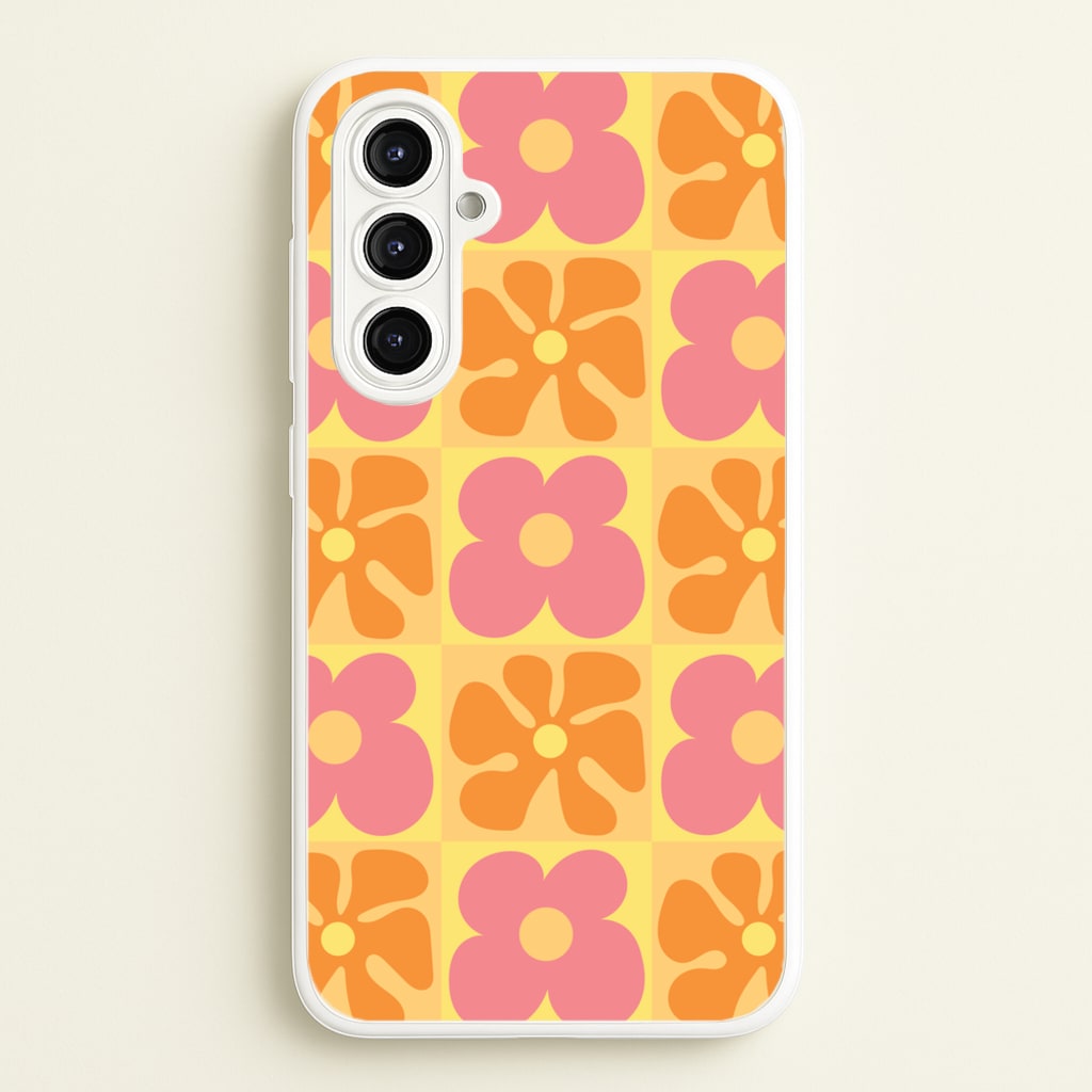 Summer Flowers Checkered Pattern  - Summer Phone Case for Galaxy A16