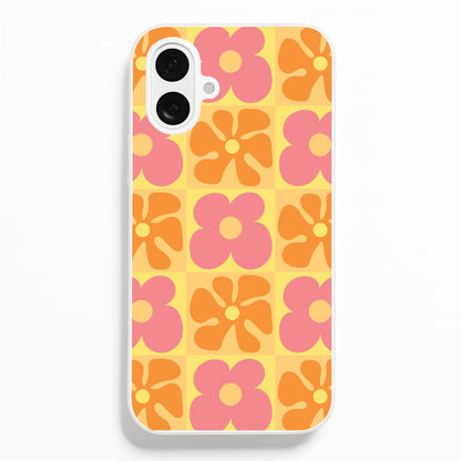 Summer Flowers Checkered Pattern Phone Case