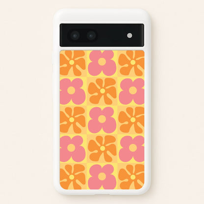 Summer Flowers Checkered Pattern  - Summer Phone Case for Google Pixel 6a