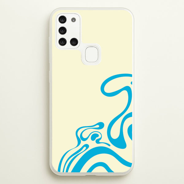Blue Waves Corner Pattern  - Summer Phone Case for Galaxy A21s
