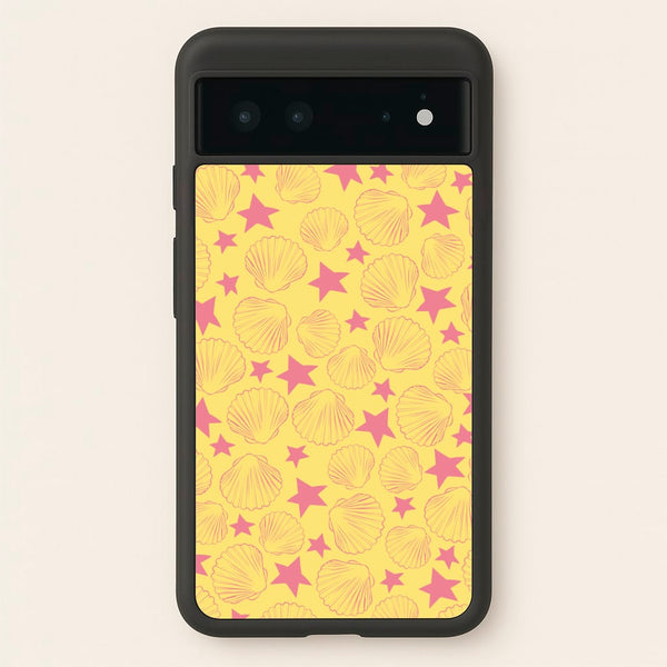 Seashells And Stars Yellow Pattern  - Summer Phone Case for Google Pixel 6