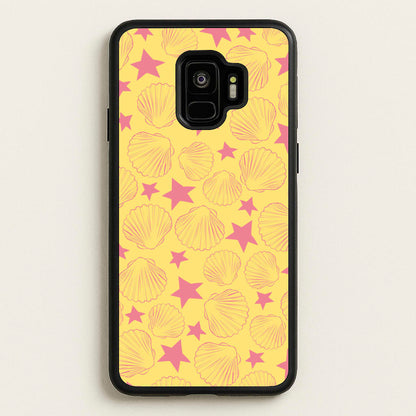 Seashells And Stars Yellow Pattern  - Summer Phone Case for Galaxy S9