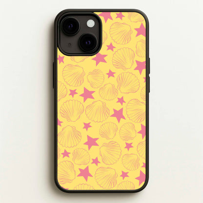 Seashells And Stars Yellow Pattern  - Summer Phone Case for iPhone 13 Mini
