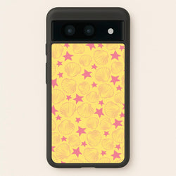 Seashells And Stars Yellow Pattern  - Summer Phone Case for Google Pixel 8a