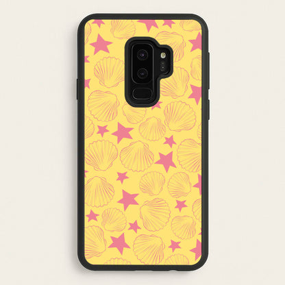 Seashells And Stars Yellow Pattern  - Summer Phone Case for Galaxy S9 Plus