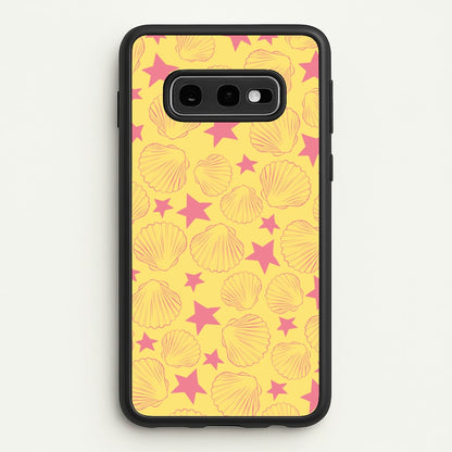 Seashells And Stars Yellow Pattern  - Summer Phone Case for Galaxy S10e