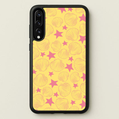 Seashells And Stars Yellow Pattern  - Summer Phone Case for Huawei P20 Pro