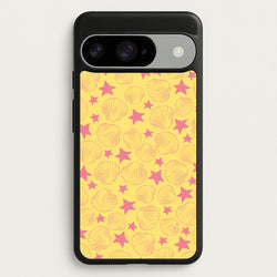 Seashells And Stars Yellow Pattern Phone Case for Google Pixel 10 / 10 Pro