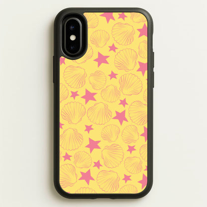 Seashells And Stars Yellow Pattern  - Summer Phone Case for iPhone X / XS