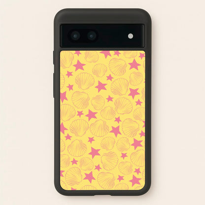 Seashells And Stars Yellow Pattern  - Summer Phone Case for Google Pixel 7a