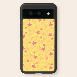 Seashells And Stars Yellow Pattern  - Summer Phone Case for Google Pixel 8