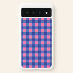Pink And Blue Checkered Pattern  - Summer Phone Case for Google Pixel 7 Pro