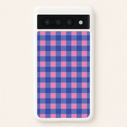 Pink And Blue Checkered Pattern  - Summer Phone Case for Google Pixel 7 Pro