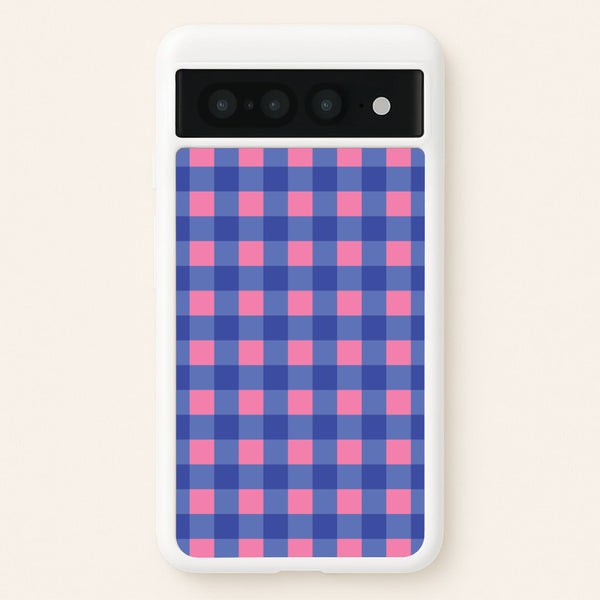 Pink And Blue Checkered Pattern  - Summer Phone Case for Google Pixel 7 Pro
