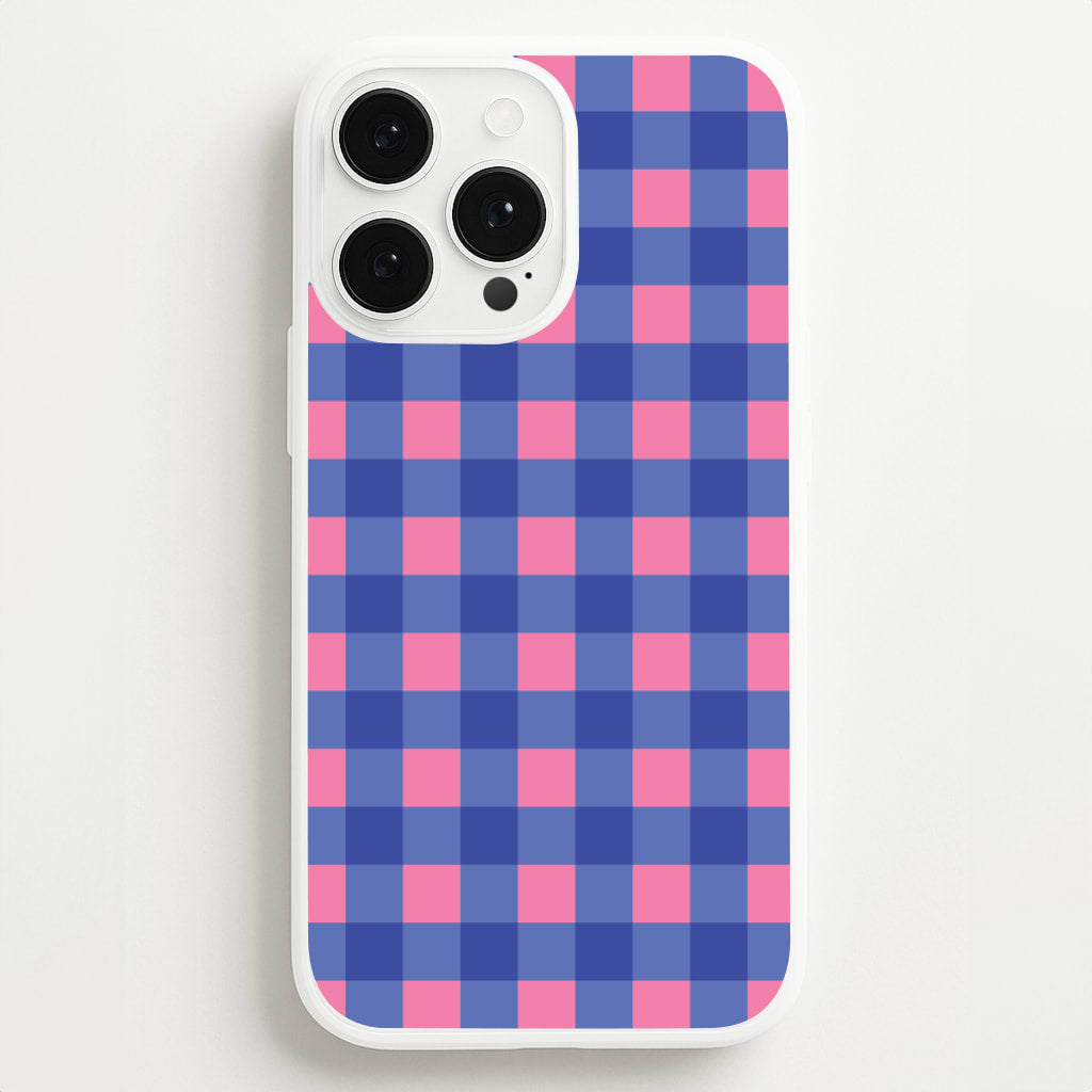 Pink And Blue Checkered Pattern  - Summer Phone Case for iPhone 13 Pro Max