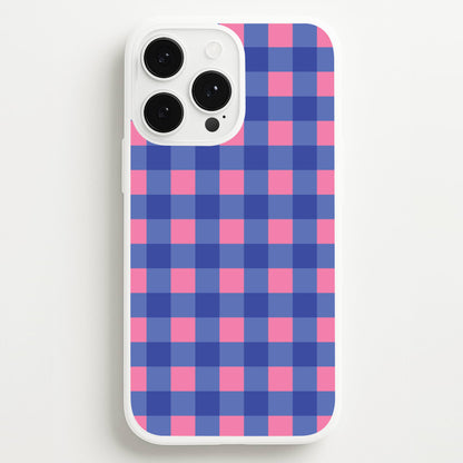 Pink And Blue Checkered Pattern  - Summer Phone Case for iPhone 13 Pro Max