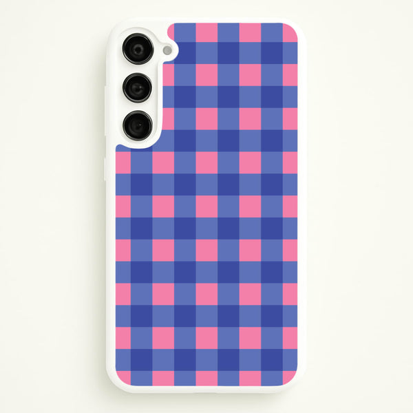 Pink And Blue Checkered Pattern  - Summer Phone Case for Galaxy S23