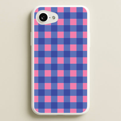Pink And Blue Checkered Pattern  - Summer Phone Case for iPhone 16e