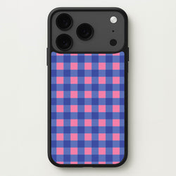 Pink And Blue Checkered Pattern Phone Case for iPhone 17 Pro Max