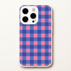 Pink And Blue Checkered Pattern  - Summer Phone Case for iPhone 15 Pro