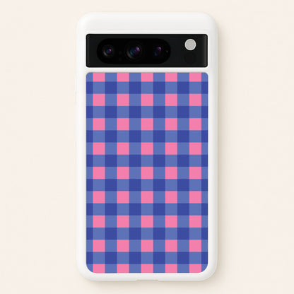 Pink And Blue Checkered Pattern  - Summer Phone Case for Google Pixel 8 Pro