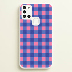 Pink And Blue Checkered Pattern  - Summer Phone Case for Galaxy A21s