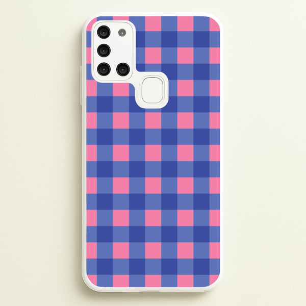 Pink And Blue Checkered Pattern  - Summer Phone Case for Galaxy A21s