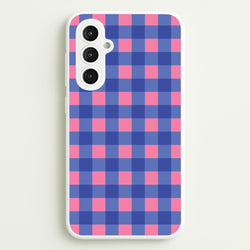 Pink And Blue Checkered Pattern  - Summer Phone Case for Galaxy S23FE