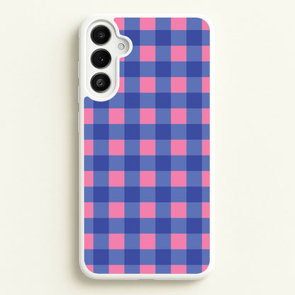 Pink And Blue Checkered Pattern  - Summer Phone Case for Galaxy A36