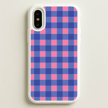 Pink And Blue Checkered Pattern  - Summer Phone Case for iPhone X / XS
