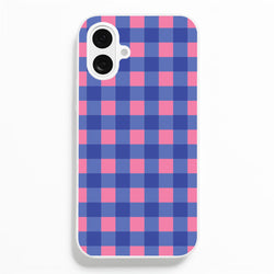 Pink And Blue Checkered Pattern  - Summer Phone Case for iPhone 16 Plus