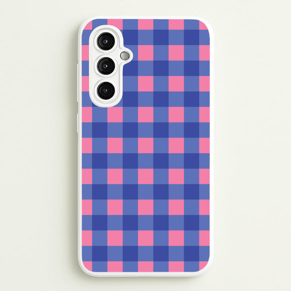 Pink And Blue Checkered Pattern  - Summer Phone Case for Galaxy A14